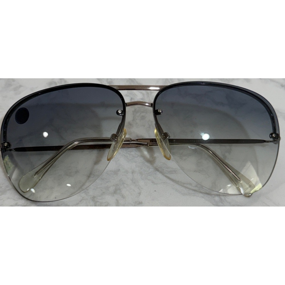 ADENSCO Sunglasses Women's Silver Grey Gradient Aviator Rimless Made in Italy
